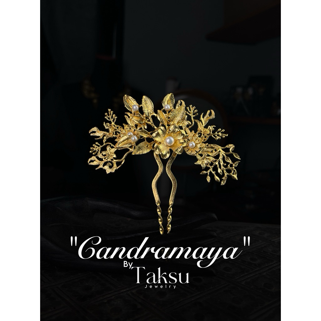 TAKSU - Tusuk Konde Candramaya Lapis Emas Asli 24K dan Perak 925 Dengan Mutiara Asli Aksesoris Sangg