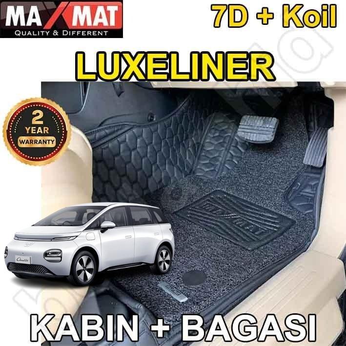 Karpet Mobil WULING CLOUD EV Maxmat 7D + Karpet Koil TPE 2Baris + Bagasi - Black Diamond