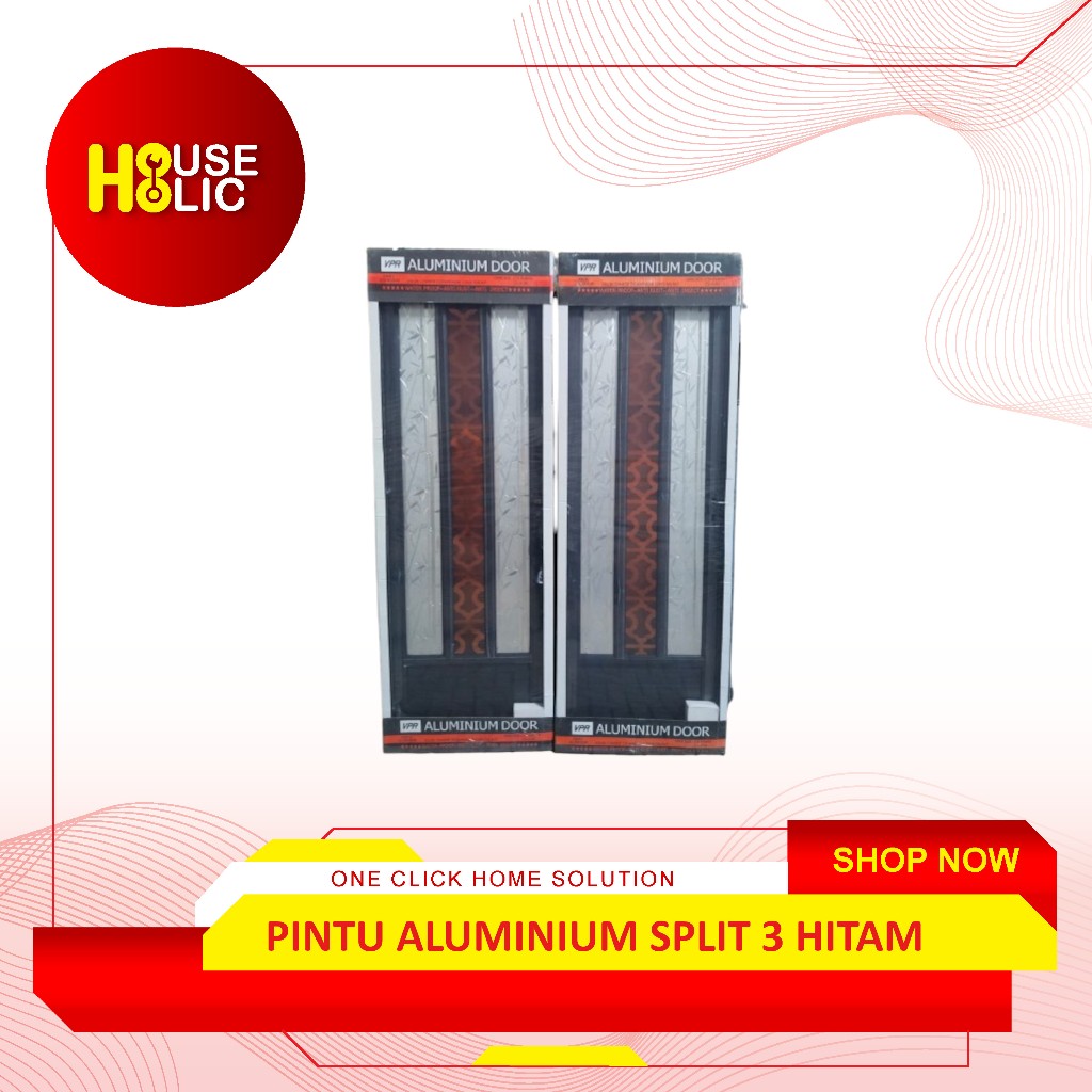 Pintu ALUMINIUM  SPLIT Hitam / Pintu Kamar Mandi Aluminium 70x200 Split