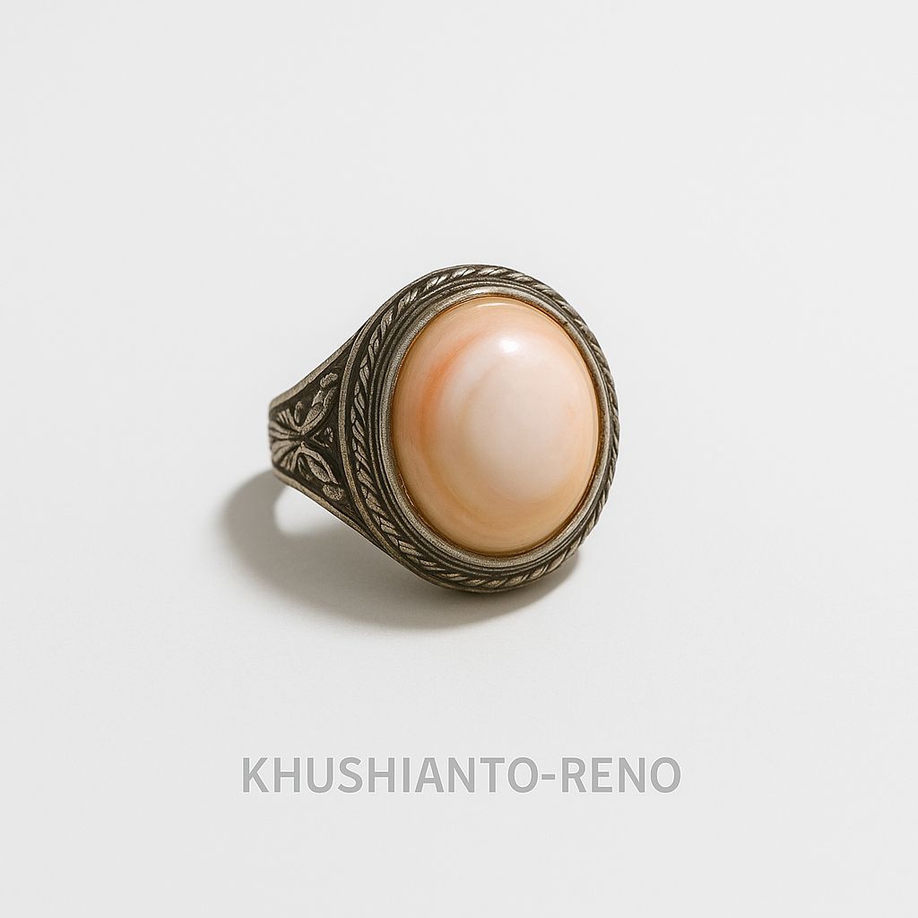 Cincin Pusar Bumi Asli Natural – Batu Akik Langka Pola Unik Ring Alpaka Pria Wanita