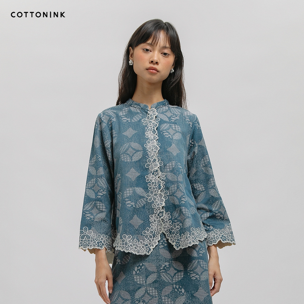 COTTONINK - Atasan Kemeja Wanita Candrani Kawung Biru Laut #Archipelago2025 #BestSelling
