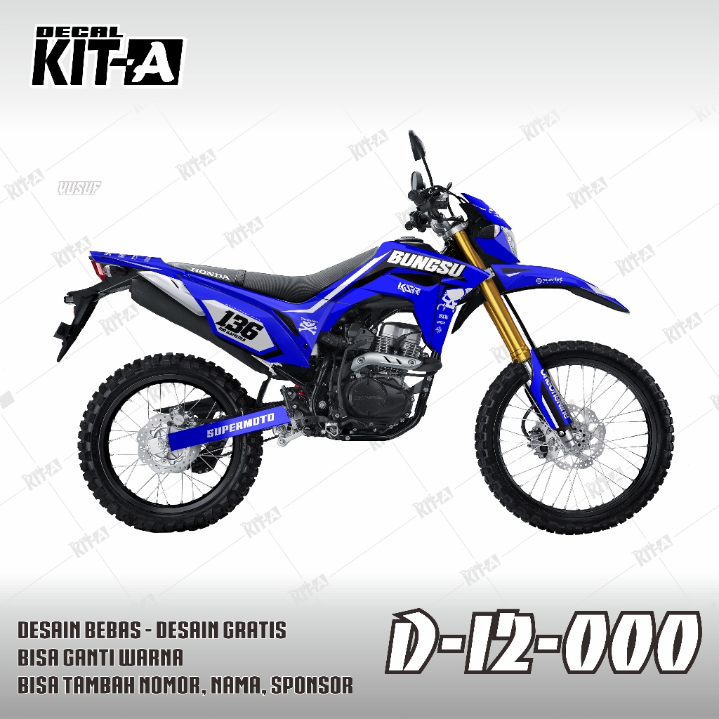 Decal CRF 150 L full body chrome biru Hologram Silver Custom desain