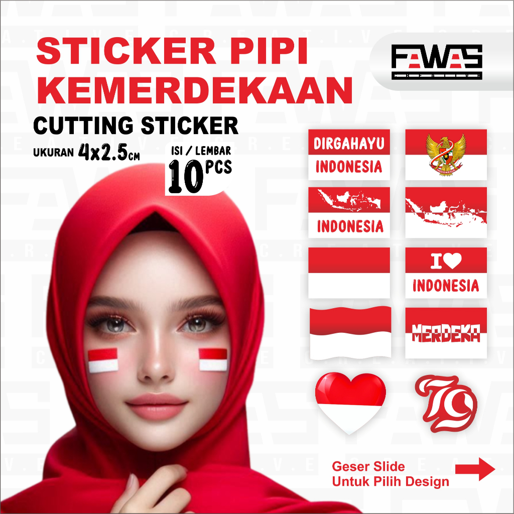 

STICKER PIPI BENDERA MERAH PUTIH (ISI 10PCS) + CUTTING STICKER 17 AGUSTUS 2025