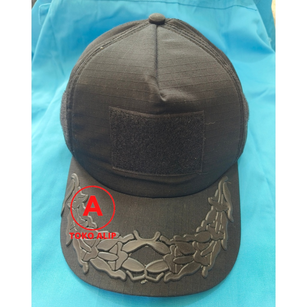 Topi Jaring Tactical Padi Kapas Rubber - Topi Jaring Hitam Gol IV Rubber - Topi Jaring Rubber