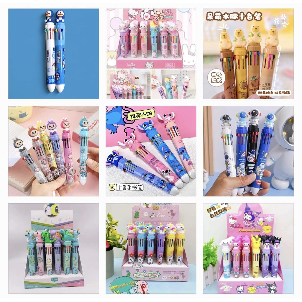 

Alat Tulis Pulpen 10 Warna Tinta Kepala Astronot/Sanrio/Stitch Karakter Harga Per Pen