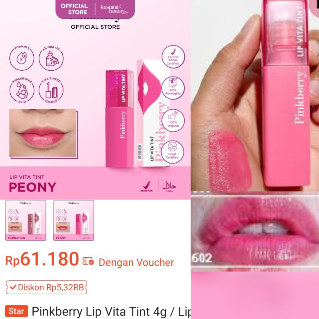 Pinkberry Lip Vita Tint 602 Peony