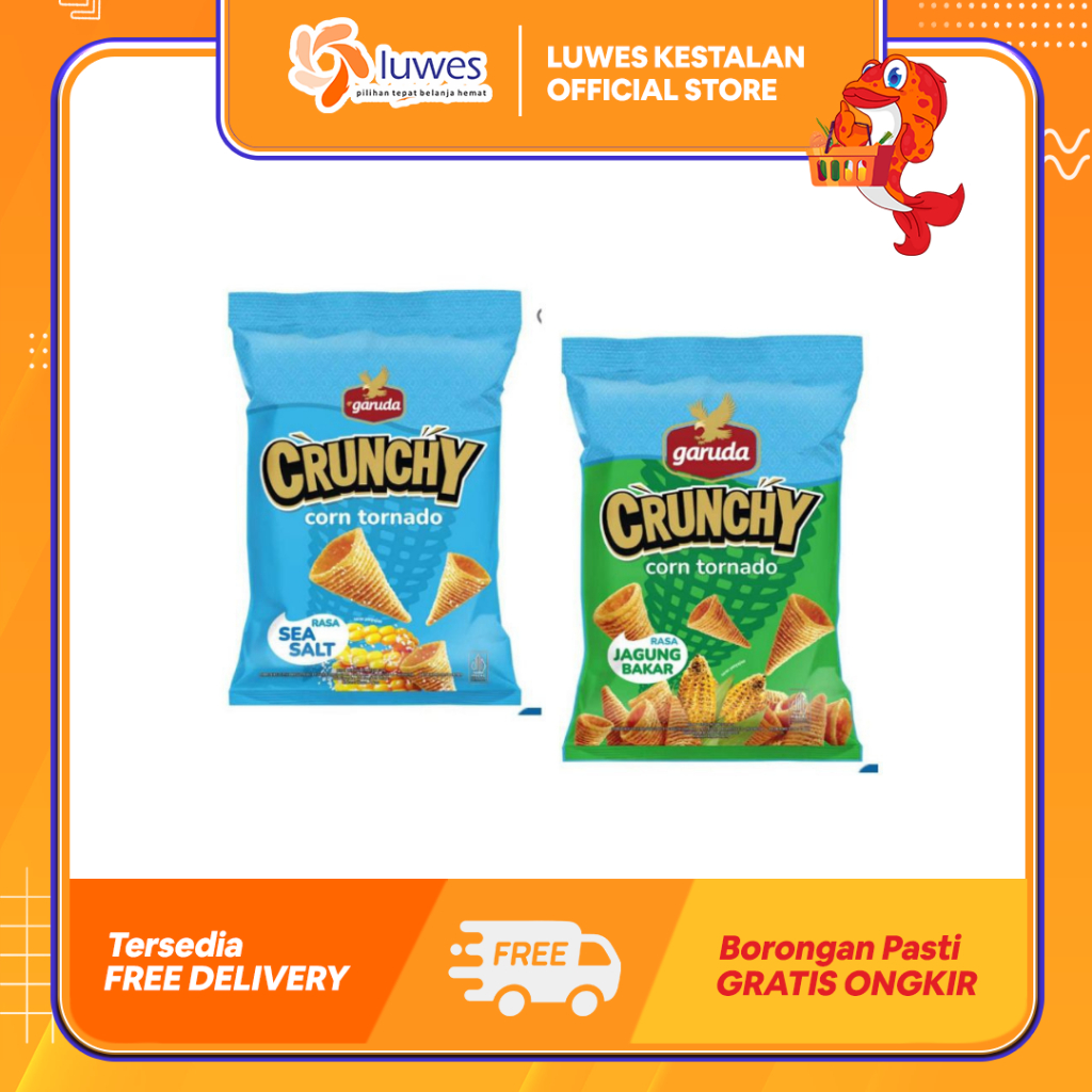 

Garuda Tornado Snack Jagung Bakar / Sea Salt / Potato BBQ Cemilan Dari Jagung Yang Memilii Tekstur Renyah & Gurih