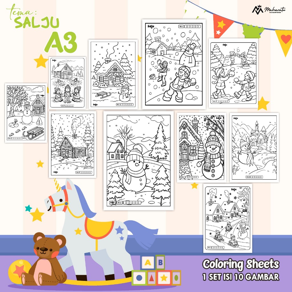 

KERTAS MEWARNAI EDUKASI ANAK TEMA SALJU READY STOCK - COLORING SHEET ISI 10 LEMBAR UKURAN A3