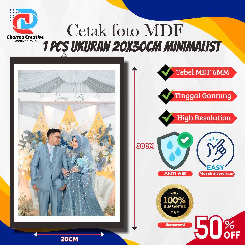 CETAK FOTO PAPAN MDF FRAME MINIMALIST UKURAN 20X30/10R / CETAK FOTO VIRAL / CETAK FOTO PLUS BINGKAI