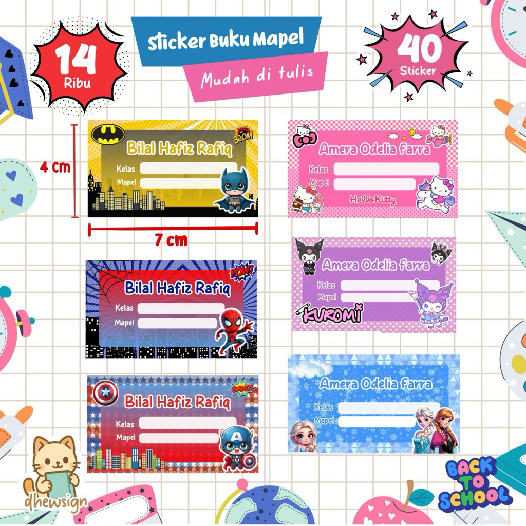 

Stiker Mapel Buku Custom Nama
