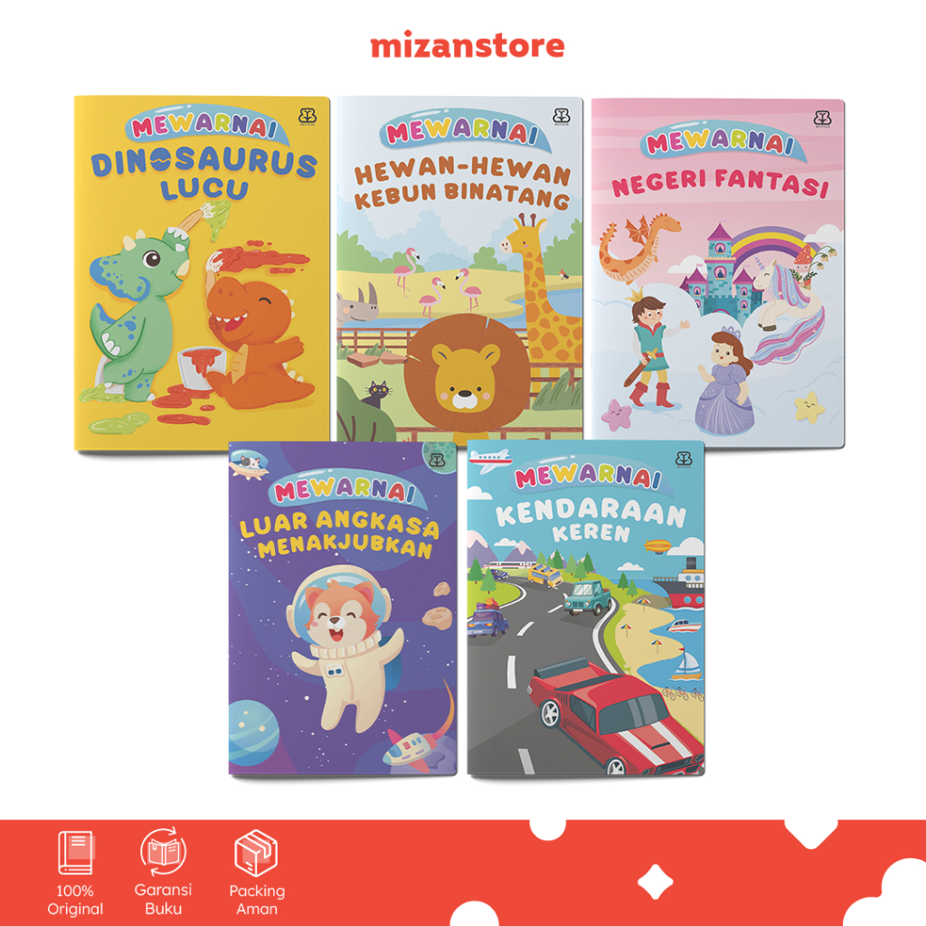 [Mizan Jakarta] Buku Anak Mewarnai Kendaraan Hewan Dinosaurus Luar Angkasa Buku Anak 3-6 Tahun