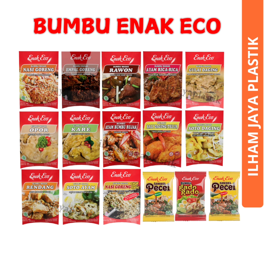 

BUMBU ENAK ECO ALL VARIANT 80gr/bumbu ayam goreng/bumbu gado-gado/bumbu pecel/Bumbu Masakan Instan