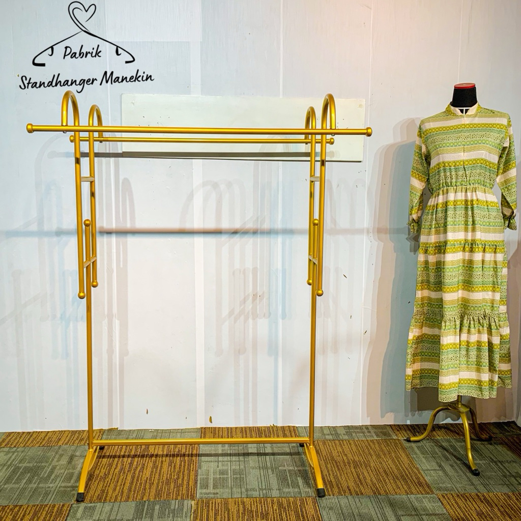 StandHanger 2 Sisi Kerajaan Gold | Display Baju Mewah 150 CM | Display Baju Gold | Display Premium |