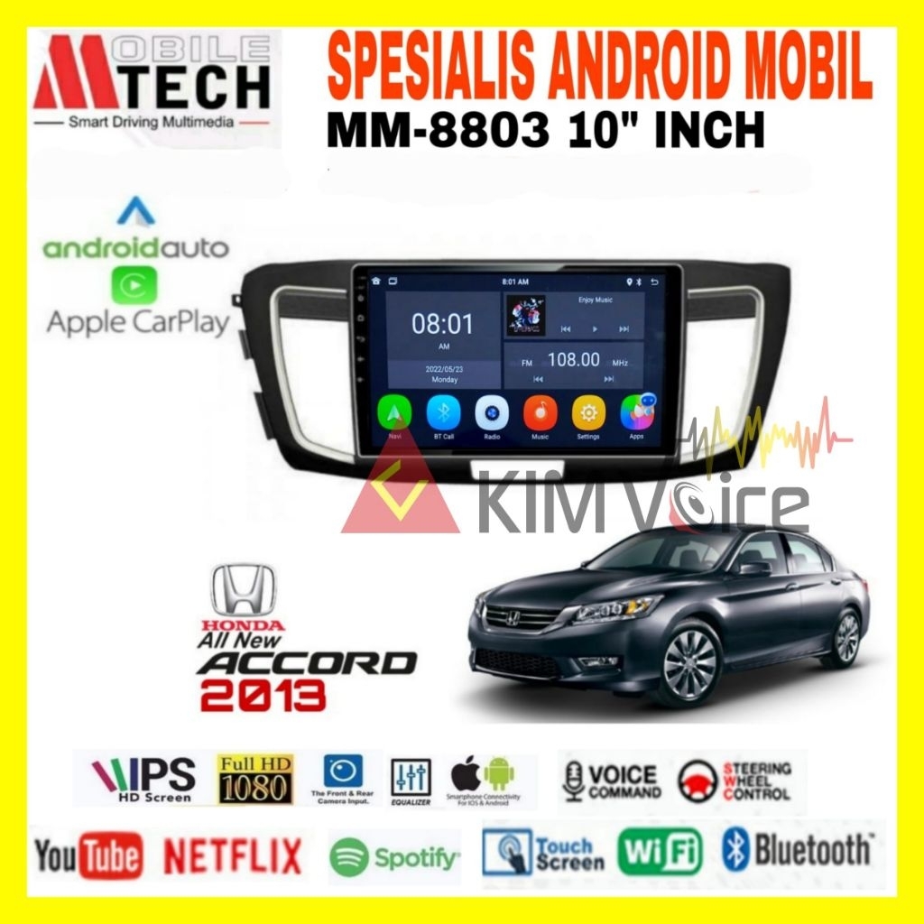 Head unit Android MtechMM-8803 10 inch OEM Honda Accord 2013 Soket PNP+Canbus