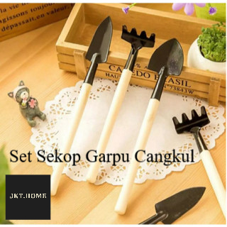 JKT888 Set Sekop Garpu Cangkul Mini 3 in 1 Alat Berkebun Garden Tools Ukuran Kecil arit rumput