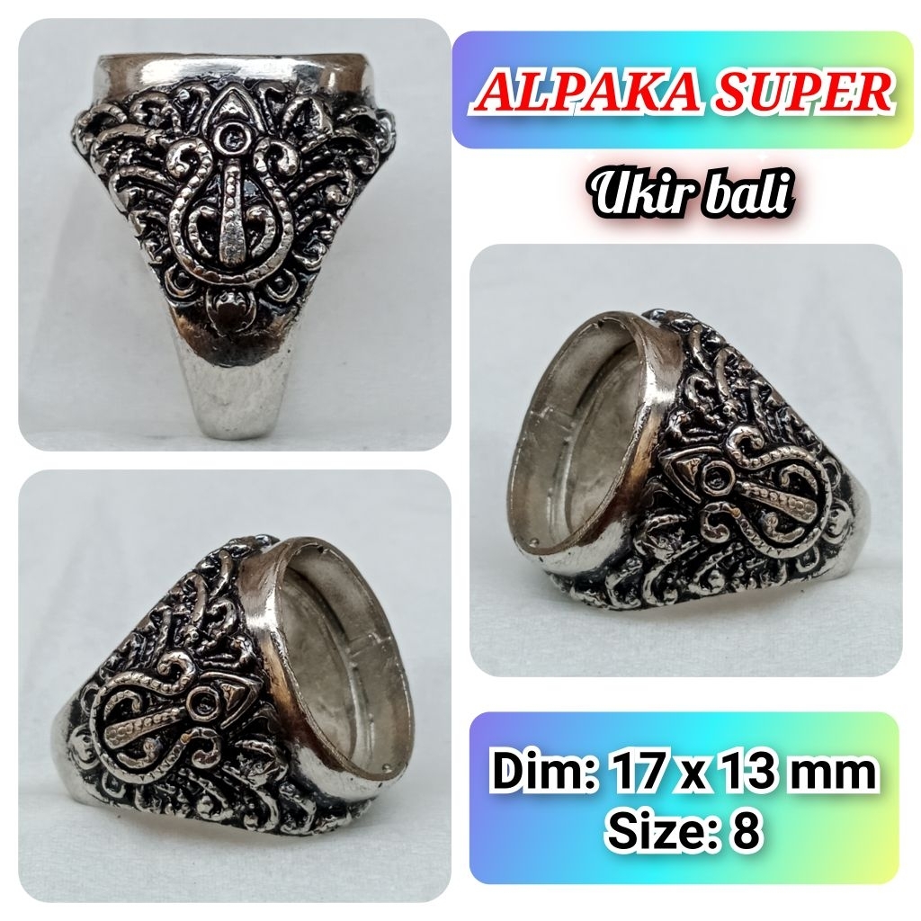 cincin emban batu akik batu permata alpaka super ukir Bali.02