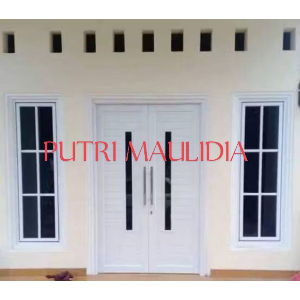 kusen+pintu dua alumunium 3 in ukuran L 120.T210.jendela kanan dan kiri.gratis Peking kayu