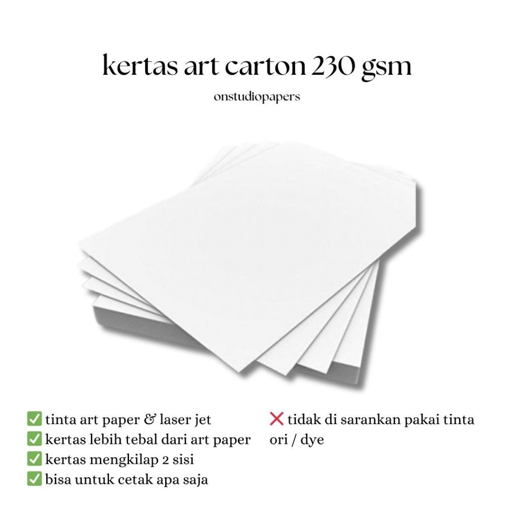 KERTAS ART CARTON 230 GSM A4 | ONSTUDIOPAPERS | KERTAS ART CARTON