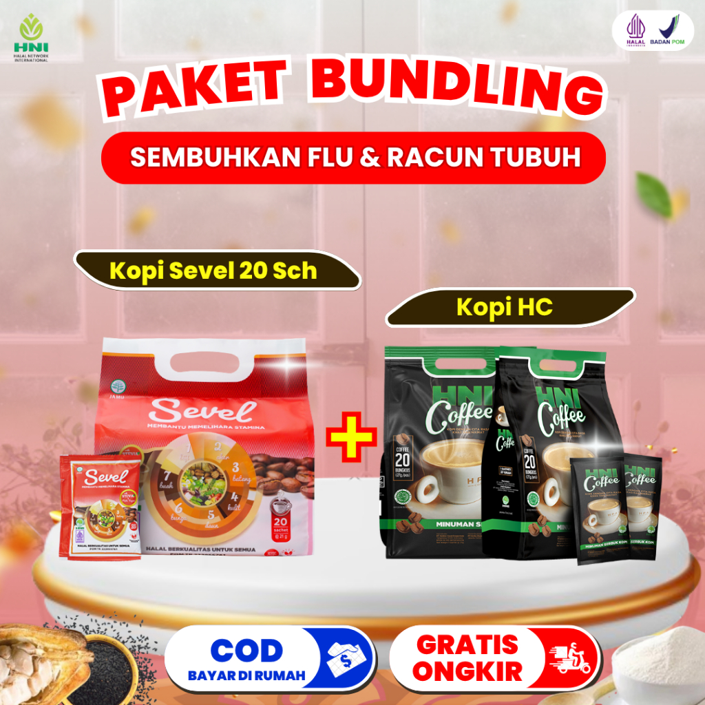 

PAKET 1 Kopi Sevel 20 Sch + 1 Kopi HC: Seven Elemen Coffee 20 sachet Kopi HC Promo HNI HPAI Sehat