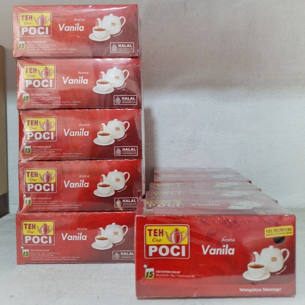 

Teh Celup Cap Poci Rasa Vanilla/ Teh Poci Vanila Celup 1 slop isi 5