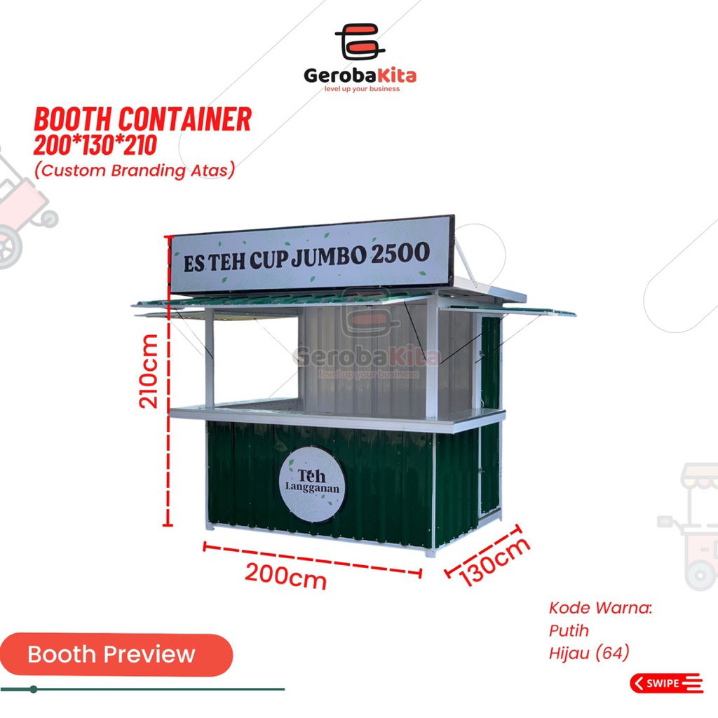 Booth Container 200x130x210 Custom Branding Atas