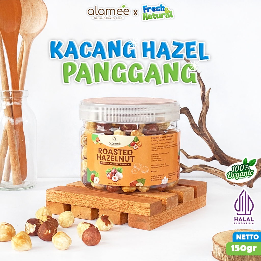 

ALAMEE Kacang Hazelnut Panggang Hazelnut Roasted Cemilan Sehat Rendah Kalori Kacang Kemiri 150gr fresh and natural