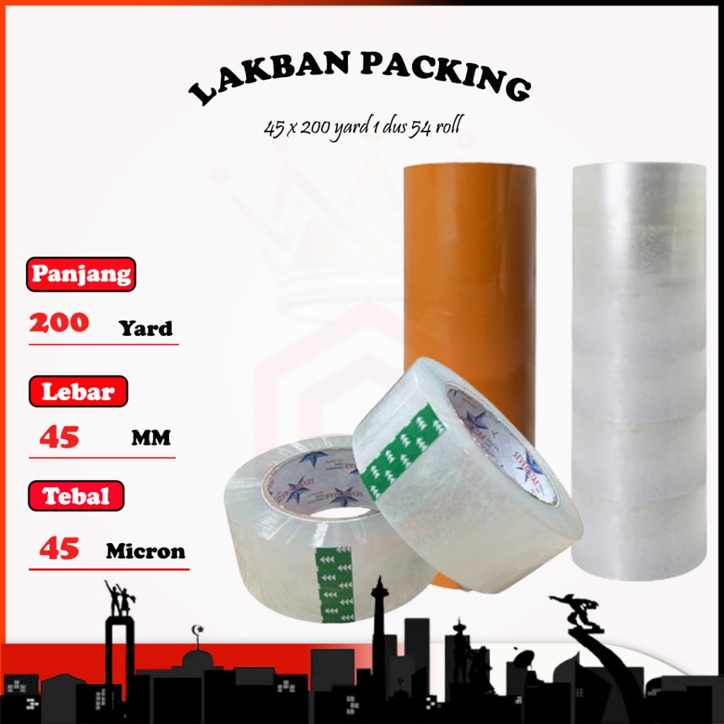 

Lakban Bening 45mm x 200 Yard - Lakban Coklat 45mm x 200 Yard JUMBO SEVEN STAR Lakban 200 yard Harga Grosir Promo