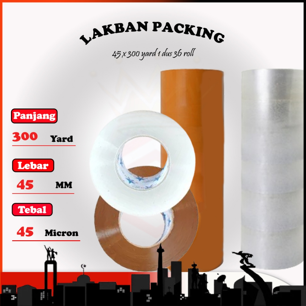 

Lakban Bening 45mm x 300 Yard - Lakban Coklat 45mm x 300 Yard JUMBO Seven Star