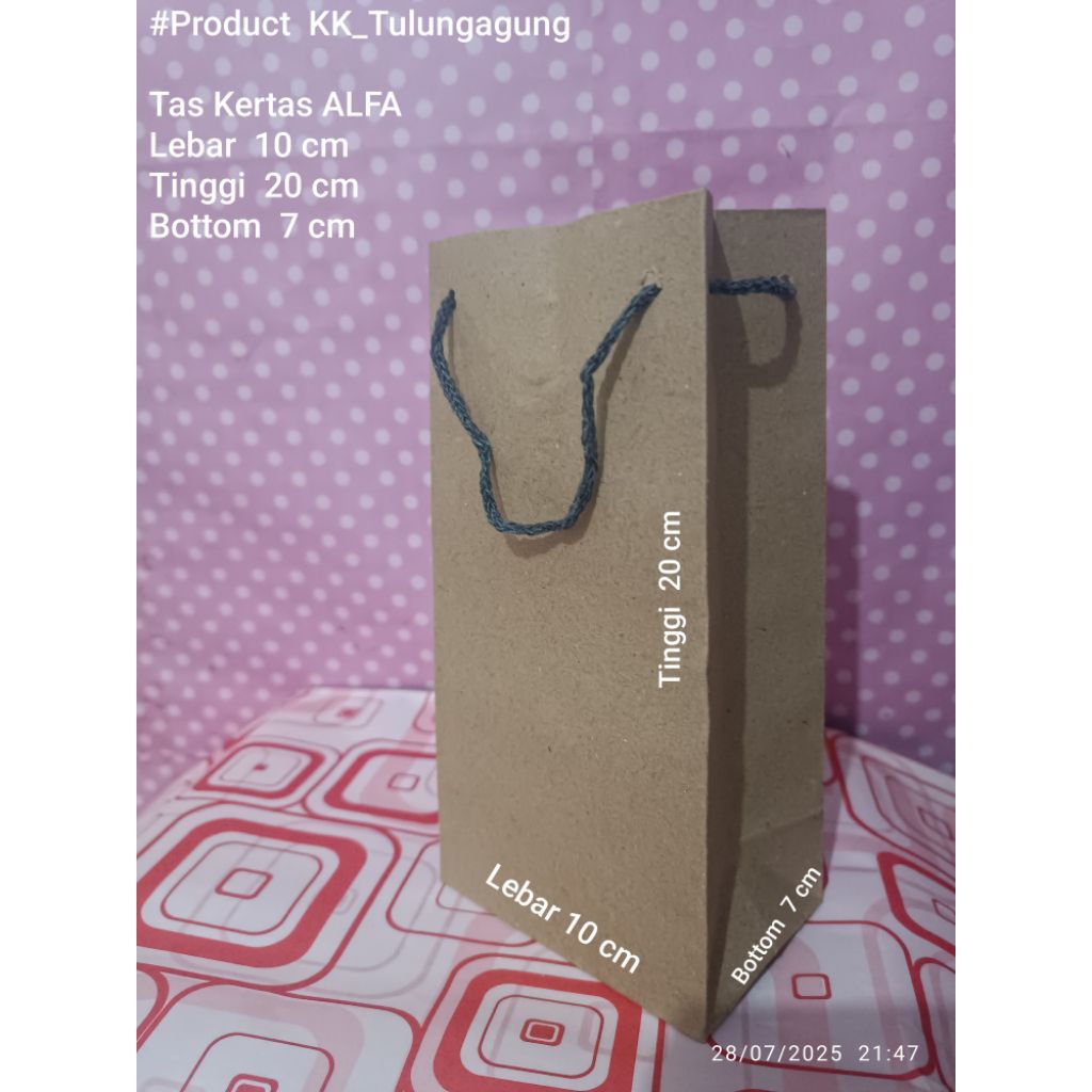 

Tas Kertas / Paperbag ALFA Polos Coklat 10x20x7