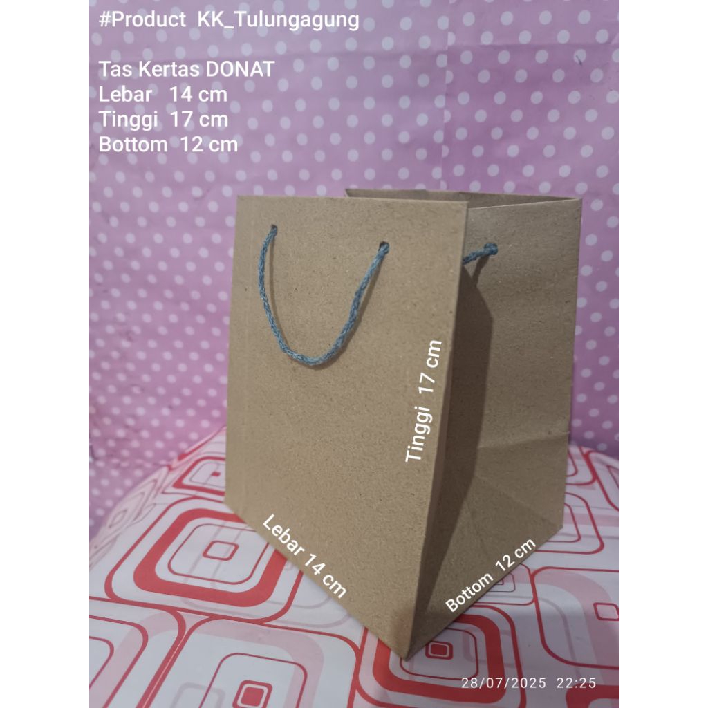 

Tas Kertas / Paperbag DONAT Polos Coklat 14x17x12