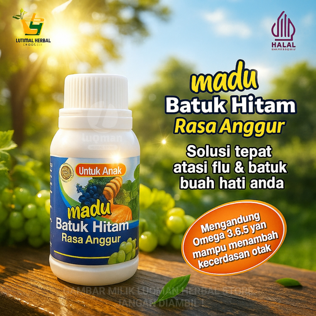 

Madu Batuk Hitam Anak Rasa Anggur 150 gram Original