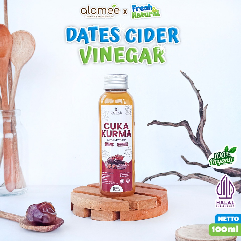 

ALAMEE Cuka Kurma With Mother Original Dates Cider Vinegar Fermentasi Probiotik Herbal 100ml fresh and natural