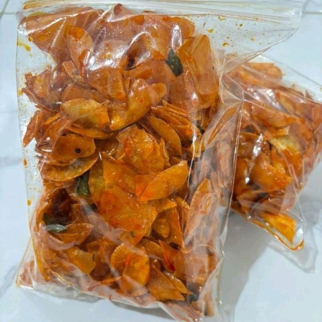 

keripik balado rujak 350g | Pedas | Cemilan | Kripik | Snack murah organik original Makaroni Daun basreng rasa pedas