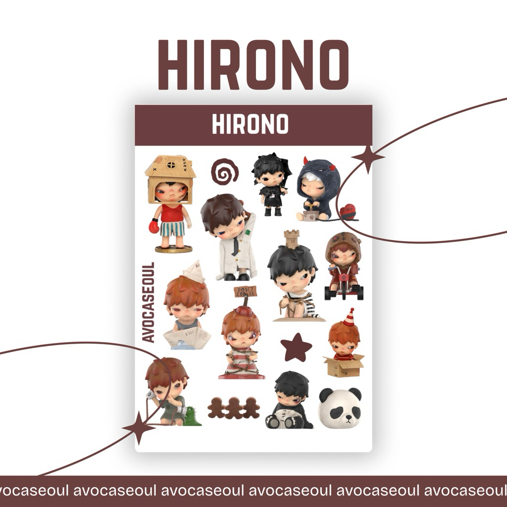 

sticker sheet big hirono aesthetic ins korea untuk dekorasi scrapbook, deco pola, journaling, phonecase, headphone, stiker lucu
