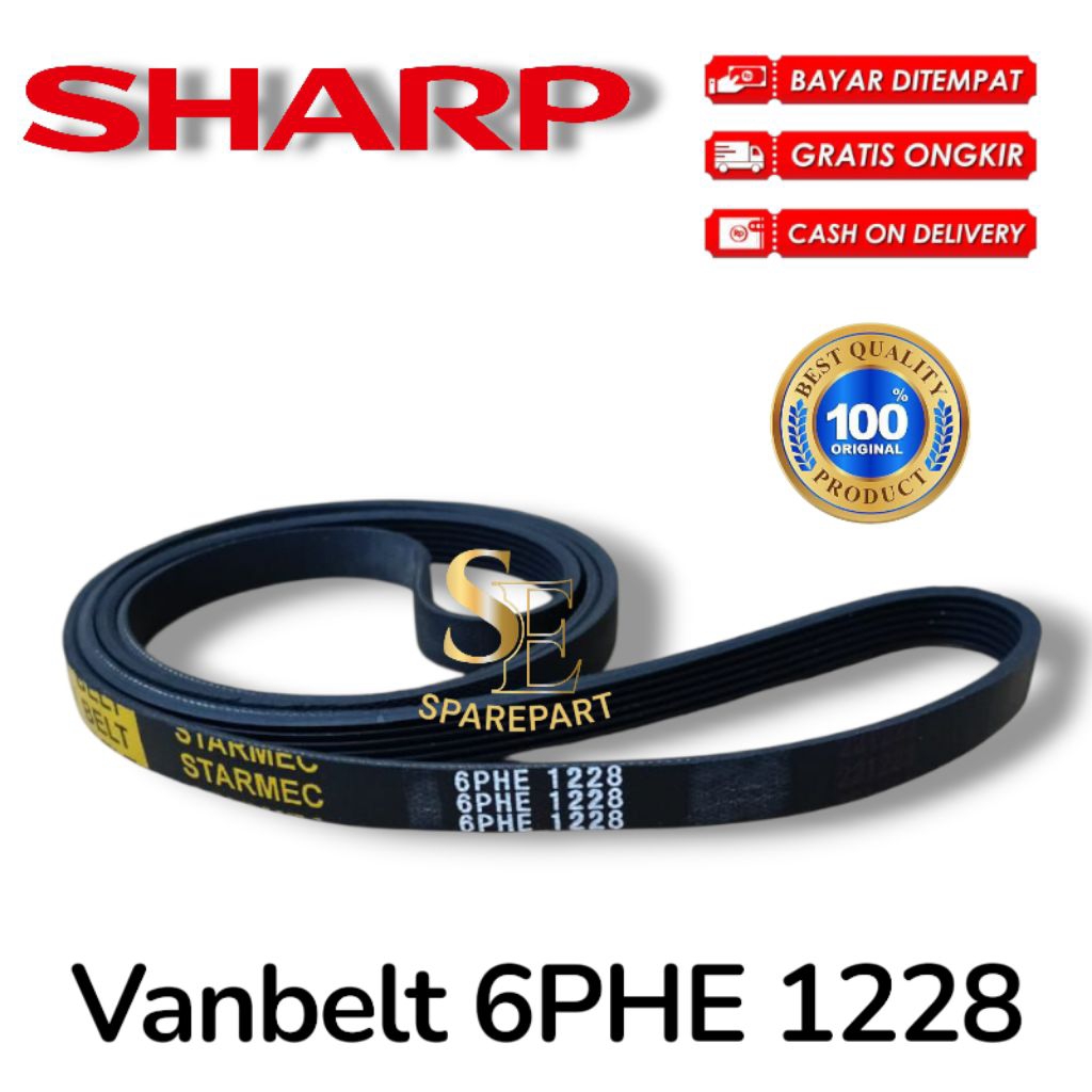 VANBELT / BELTING MESIN CUCI SHARP FRONT LOADING 6PH 1228