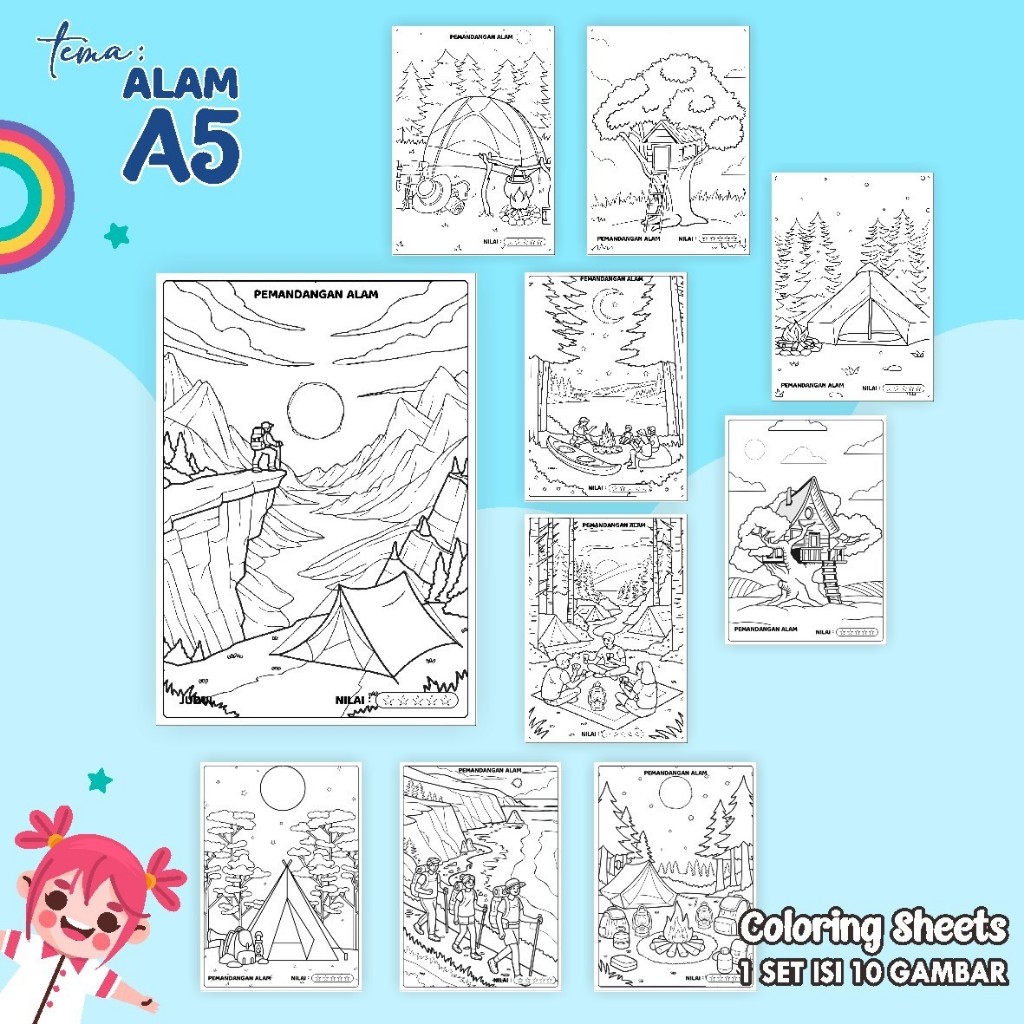 

Kertas Mewarnai - Coloring Sheet Rilia Tema Pemandangan Ukuran A5 - Kertas Tebal - Warna Tajam