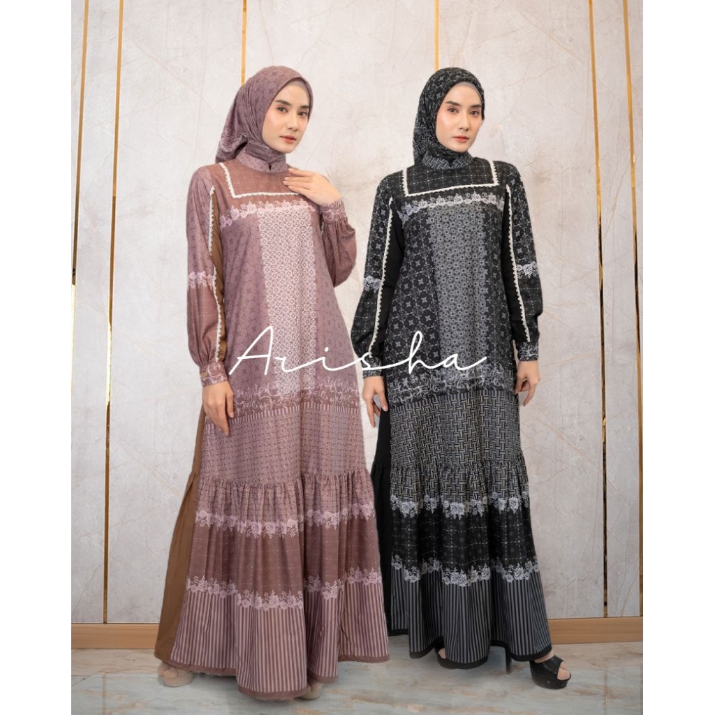 Gamis✔️Gamis Arisha By Zalifa, gamis motif, gamis kondangan, gamis lebaran