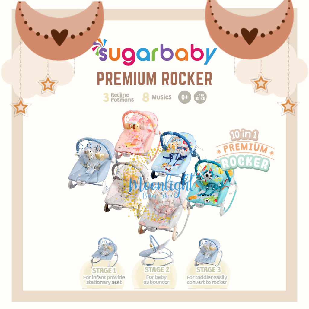 Bouncer Bayi SUGAR BABY 10in1 PREMIUM Rocker | My Rocker 3 Stages