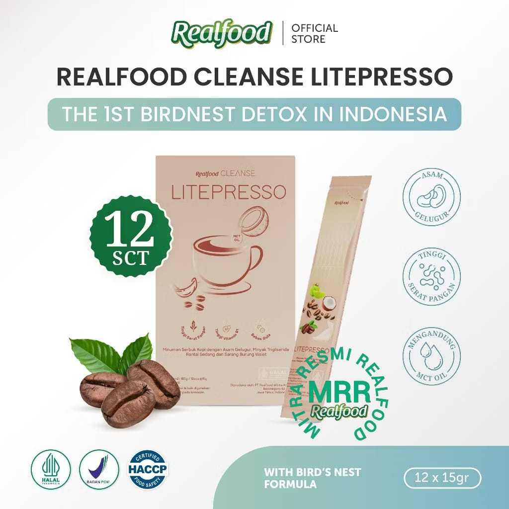 

Realfood Cleanse Litepresso MCT Coffee 12 Sct ( Minuman Formulasi Kopi Dan Sarang Burung Walet Untuk Diet ) MRR