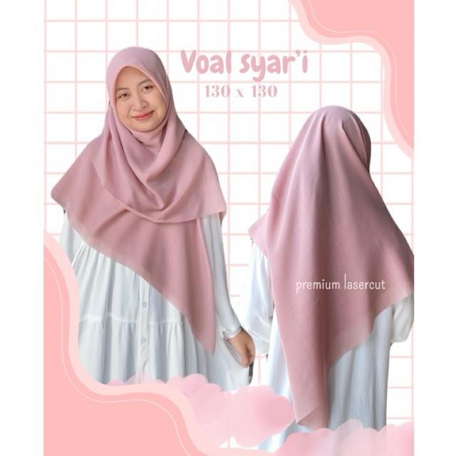 Voal syar’i 130 x 130 || Buddling 3 Jilbab segi4 Voal polos by zenka