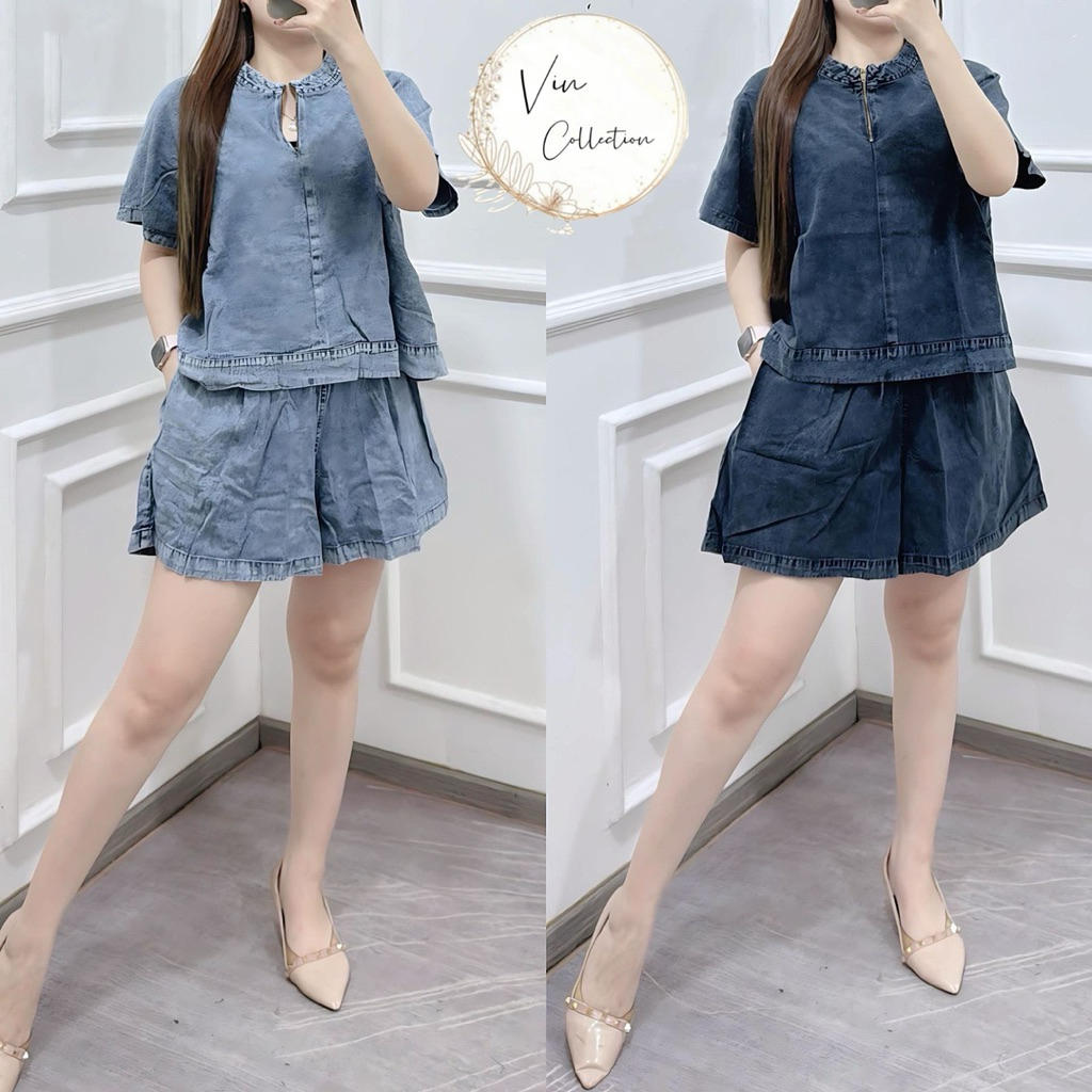 8787 SETELAN HP JEANS RESLETING LD126 WANITA|SETELAN CELANA PENDEK JEANS|ONE SET WANITA