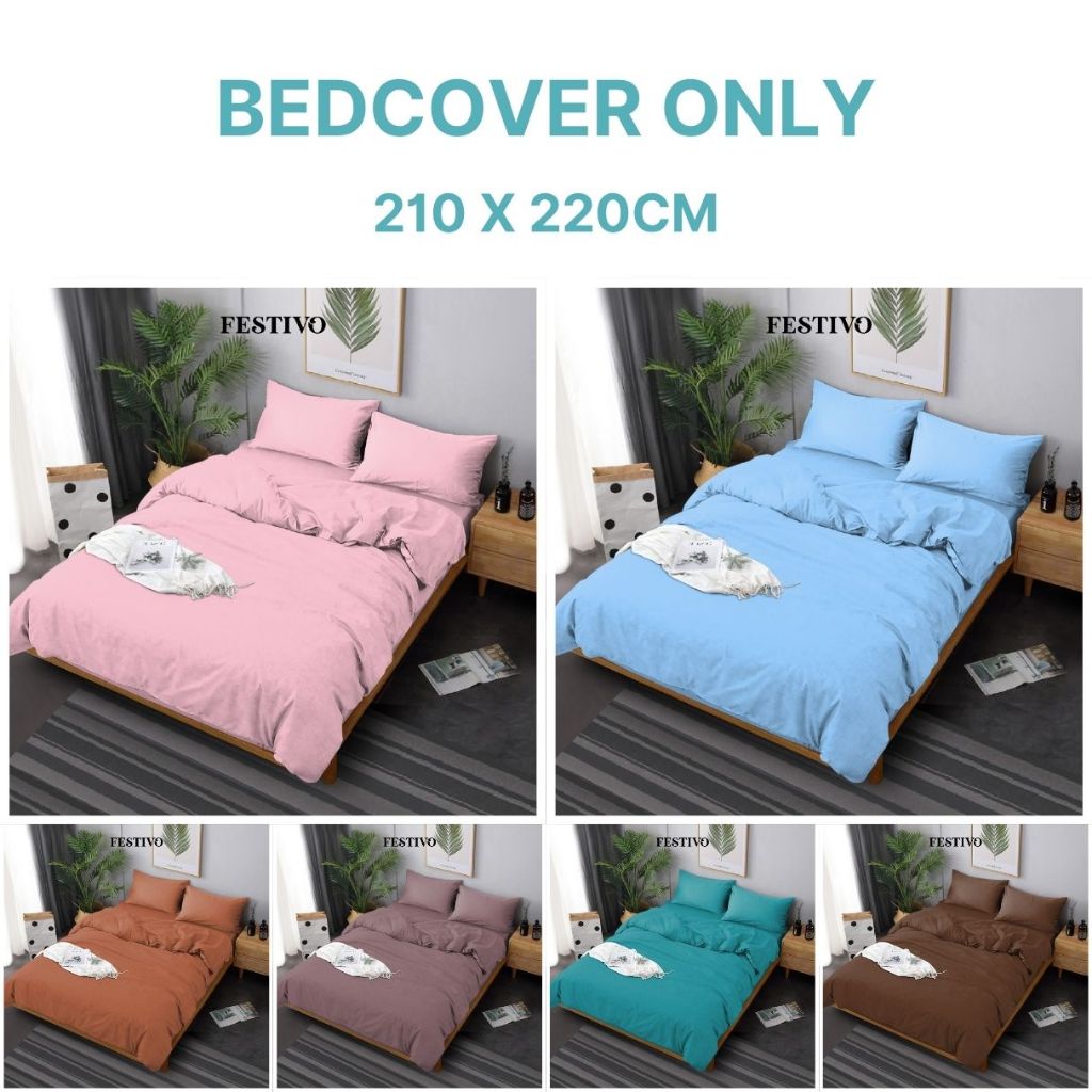 Bedcover Only/ Bedcover Saja Sandy Collection Polos Ukuran Dewasa 210x230cm