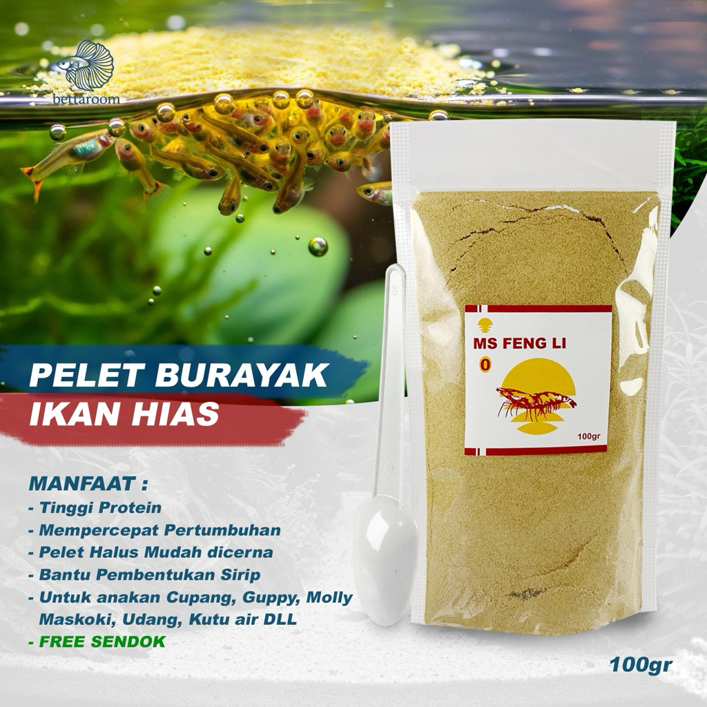 Pelet pakan anakan ikan hias Guppy cupang 100gr pakan burayak Molly dll