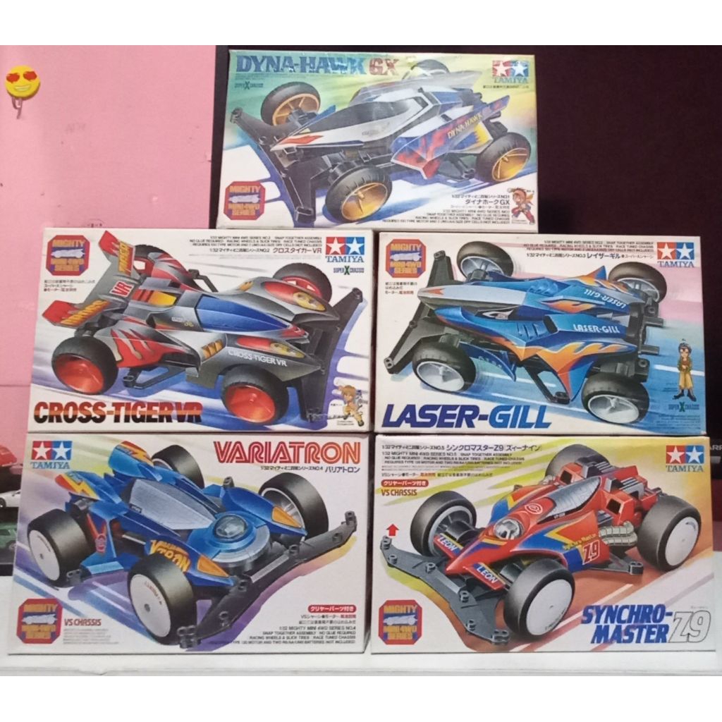 Tamiya Mighty Series Set Super X Chassis Dyna Hawk,Laser Gill,Cross Tiger VR,Variatron,Synchro Maste