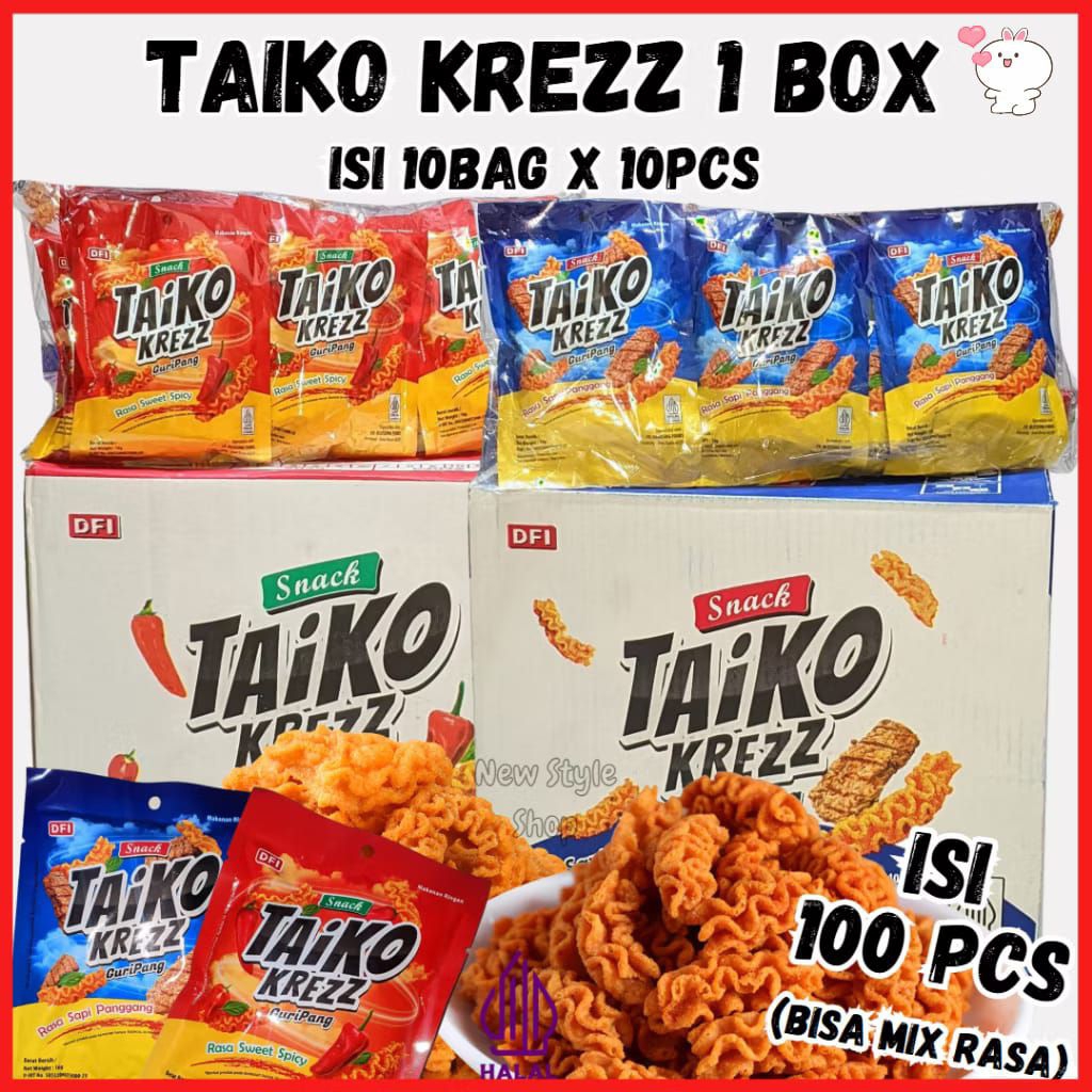 

SNACK TAIKO KREZZ/SNACK GURIPANG/MIE KRIUK/CAMILAN VIRAL ISI 10