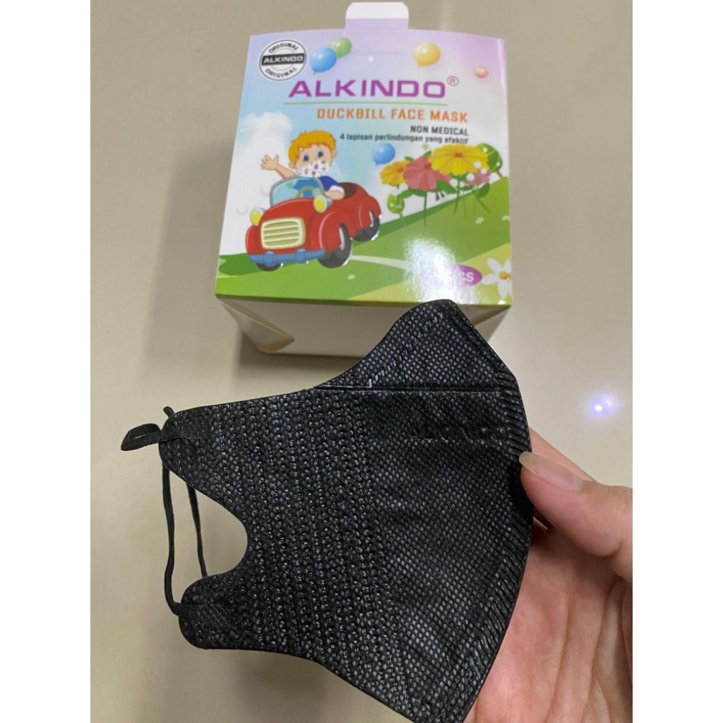 masker duckbill anak alkindo HITAM 1box 50pcs
