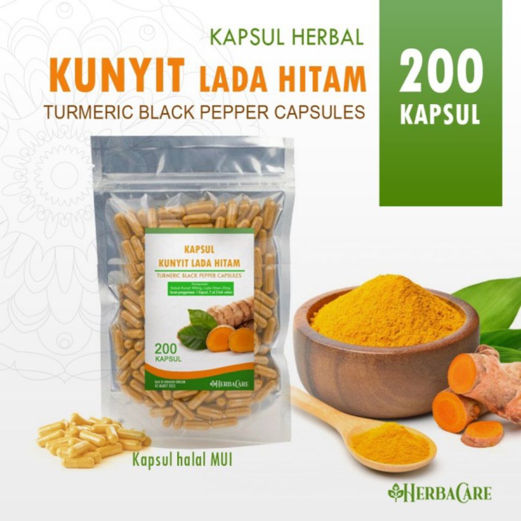 Kapsul Kunyit Lada Hitam (Isi 200 kapsul)
