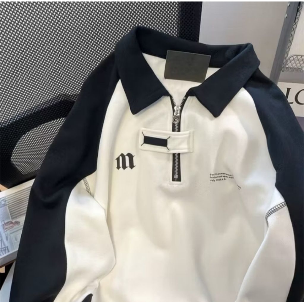 Sweater Wanita Pria Mingda M Oversize Sweatshirt Switer Zipper Gaya Racing Street Style Unisex