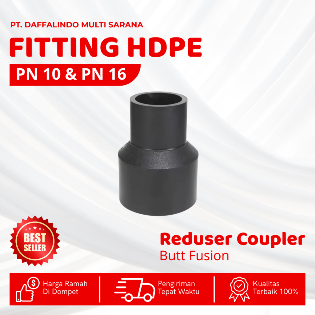 Fitting Pipa HDPE Injection Reducer Uk 160mm x 110mm atau 6" x 4" / Reduser HDPE 140 x 125