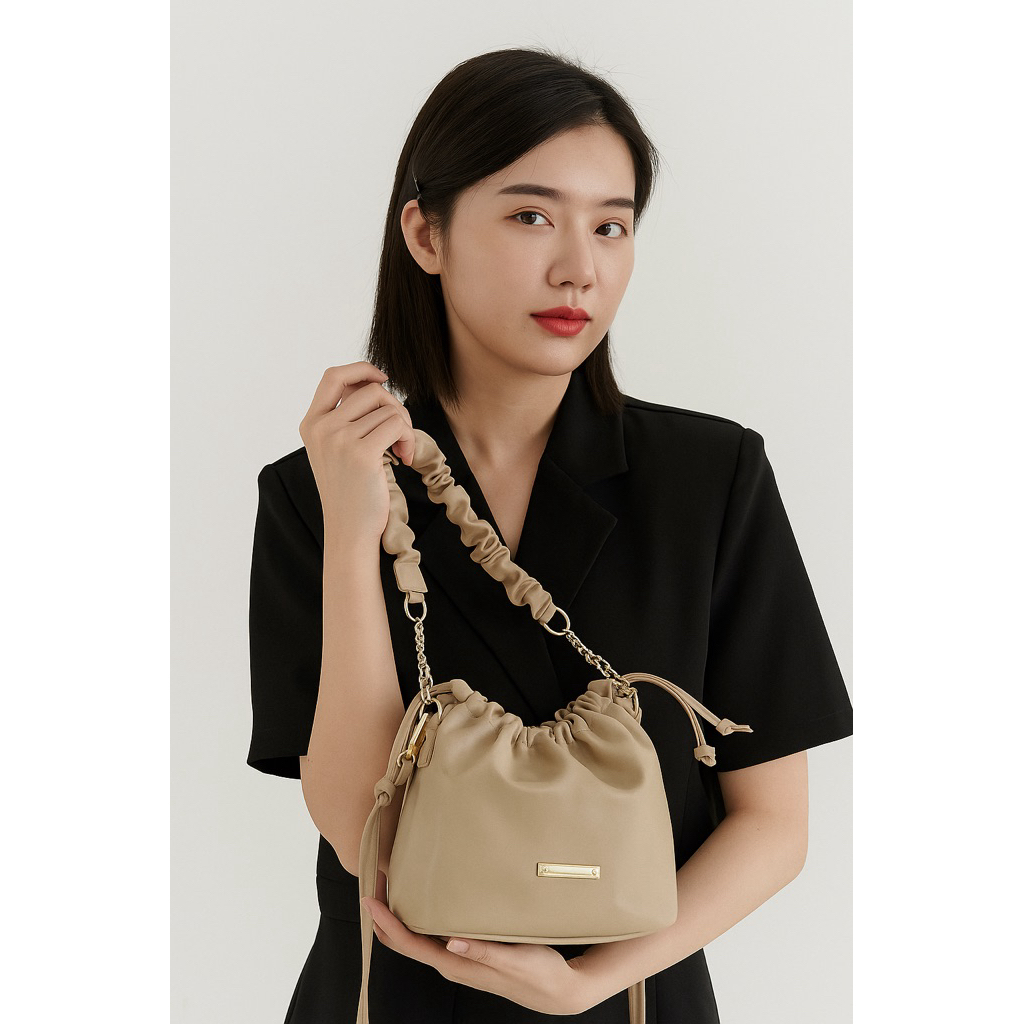 Tas Selempang Wanita Serut Bulat / Tas Selempang Wanita Kekinian Korean Style